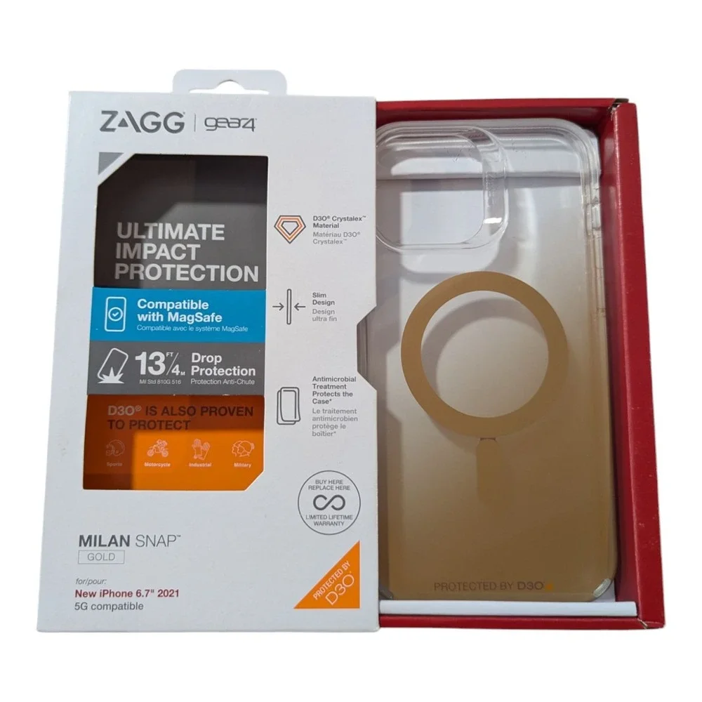 M3. ZAGG Gear4 Milan Snap MagSafe Case Apple iPhone 13 Pro Max (6.7 2021) - Gold